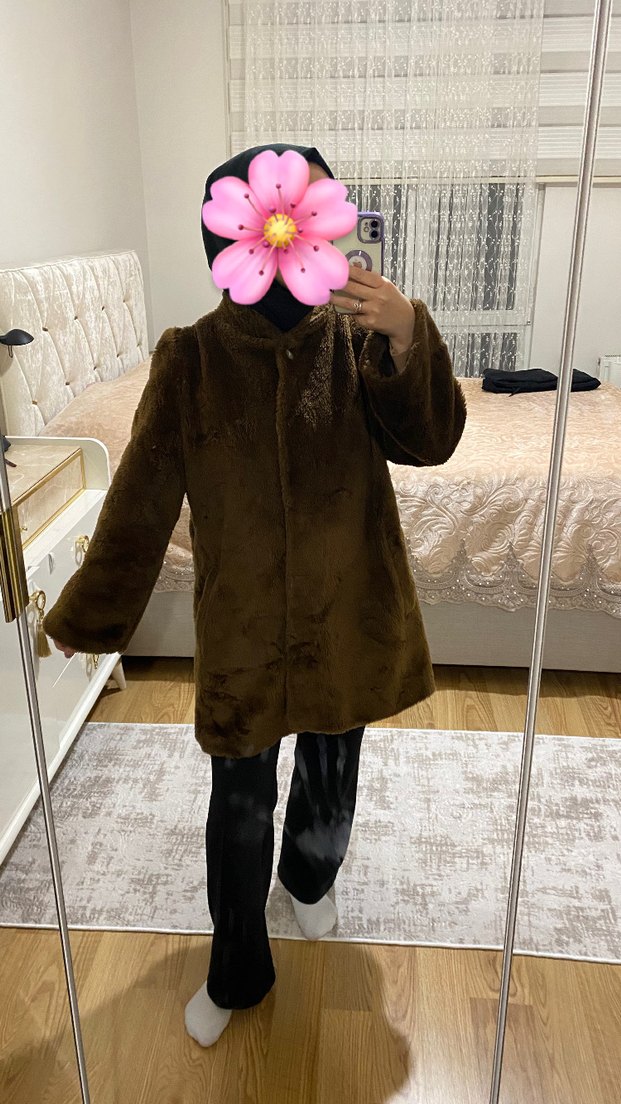 Kahverengi Midi Suni Kürk Uzun Kollu - Görsel 2