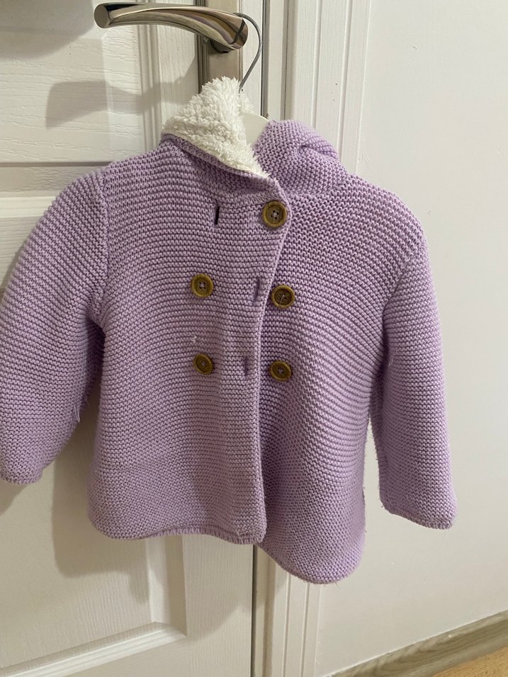 Kız Çocuk Lila Örgü Hırka - Görsel 2