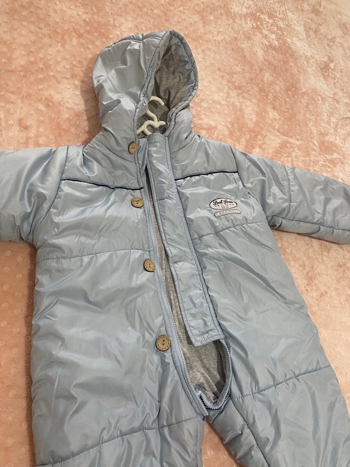 Gri Bebek Tulum, Kürklü Kapüşonlu - Görsel 2