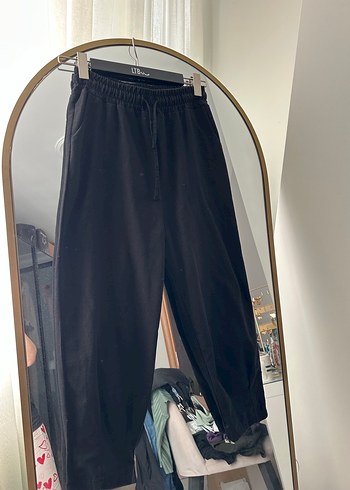 Siyah Rahat Kesim Keten Kadın Pantolon - Görsel 2