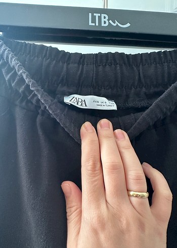 Siyah Rahat Kesim Keten Kadın Pantolon - Görsel 4