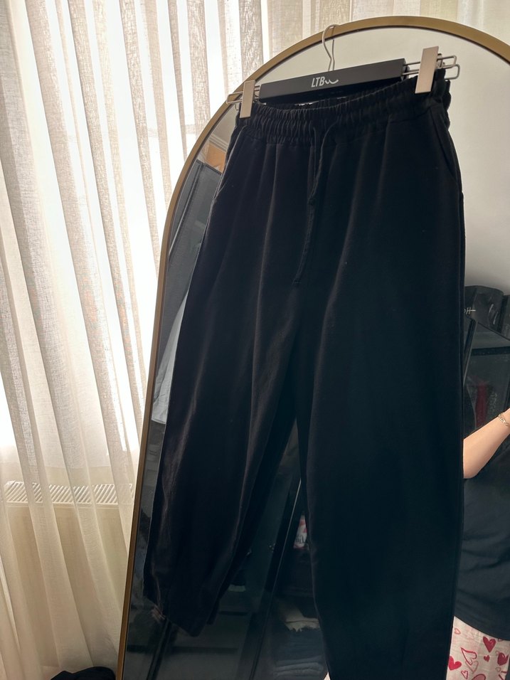 Siyah Rahat Kesim Keten Kadın Pantolon - Görsel 3