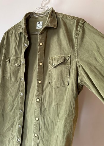 Erkek Haki Uzun Kollu Keten Gömlek - Görsel 2