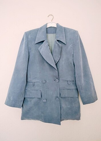 Şanel Buz Mavisi Oversize Vintage Blazer Ceket 42 beden