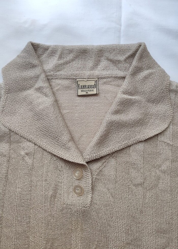 Triko Merserize Vintage Bluz Retro Kazak - Görsel 2