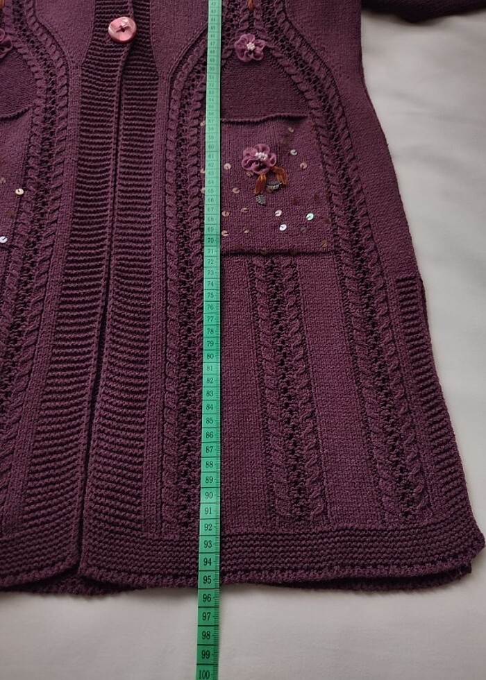 Mürdüm İşlemeli Otantik Vintage Hırka Anne Hırka - Görsel 3