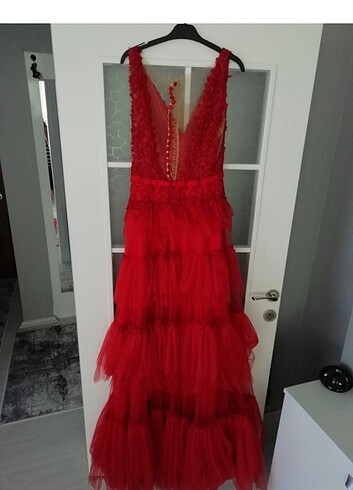 42 Beden kırmızı Renk Abiye elbise