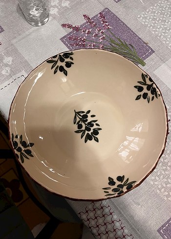 Beden Bej Desenli Seramik salata meze Kasesi