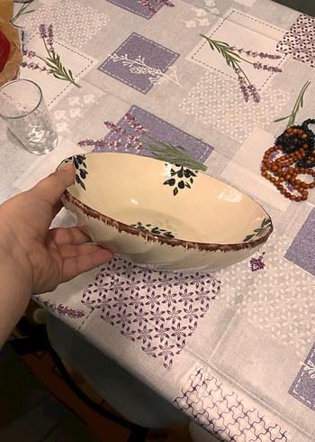 Bej Desenli Seramik salata meze Kasesi