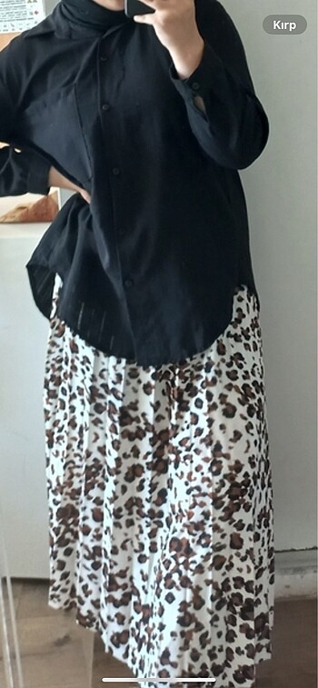 Leopar desen pileli etek