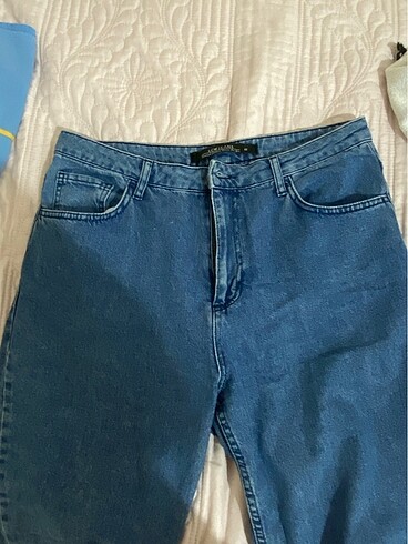 Mavi mom jean kot pantolon