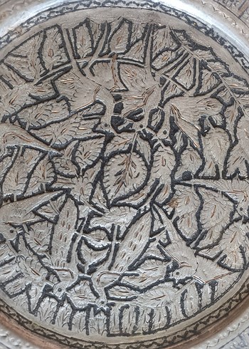 İRAN İŞLEME BAKİR TABLO SEHPA TEPSİ - Görsel 2