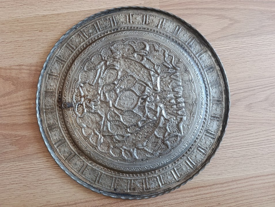 İRAN İŞLEME BAKİR TABLO SEHPA TEPSİ - Görsel 4