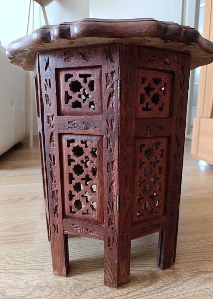 ORJİNAL AHŞAP OYMA SEHPA - Görsel 3