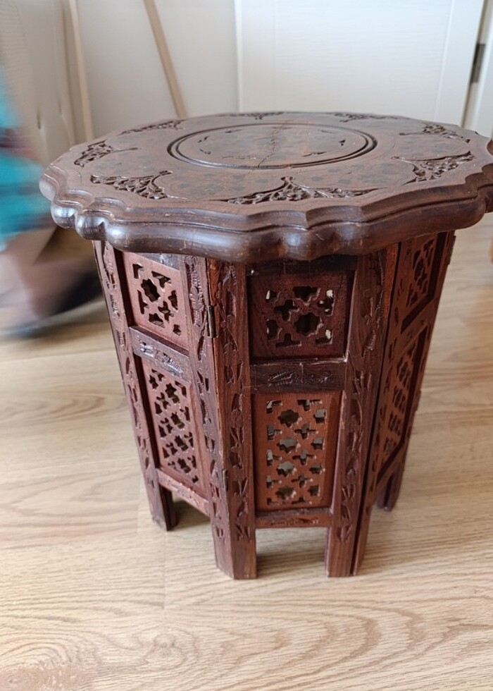 ORJİNAL AHŞAP OYMA SEHPA - Görsel 4