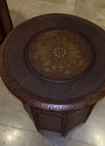 EL İŞÇİLİĞİ SEDEFLİ AHŞAP ORJİNAL SEHPA - Görsel 5