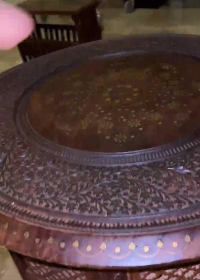 EL İŞÇİLİĞİ SEDEFLİ AHŞAP ORJİNAL SEHPA - Görsel 3