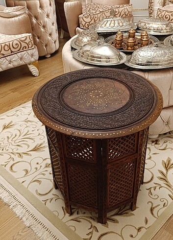 ORJİNAL AHŞAP SEDEFLİ SEHPA - Görsel 7