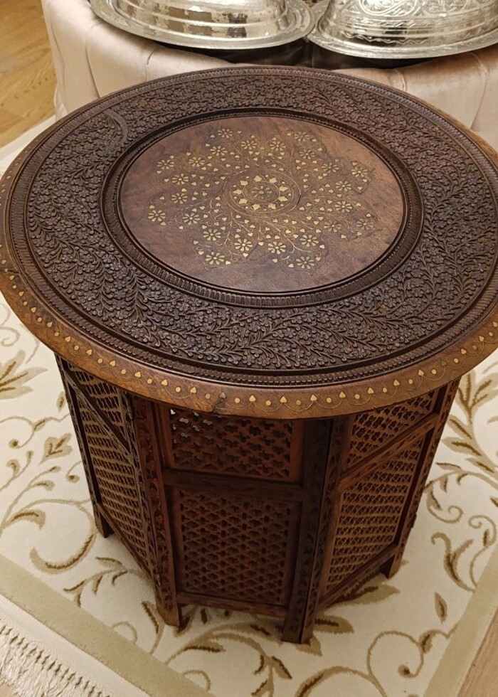 ORJİNAL AHŞAP SEDEFLİ SEHPA - Görsel 3