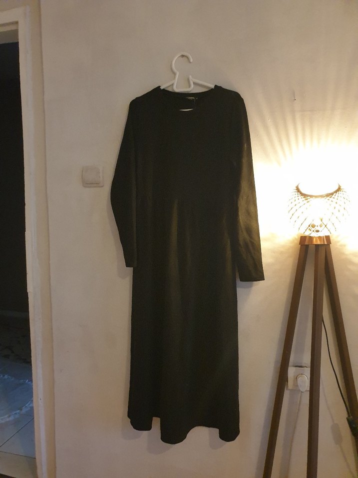 Siyah Uzun Kollu Salaş Kadın Elbise - Görsel 3