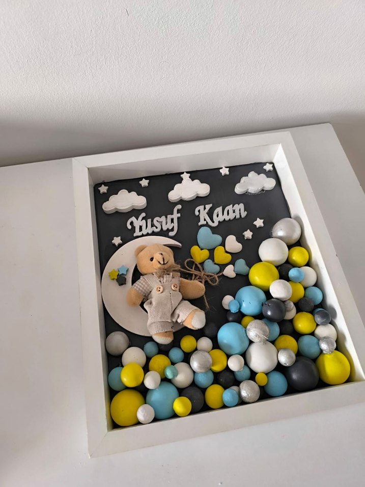 Renkli Hayvan Figürlü Taş tozu küp isimlik - Görsel 3