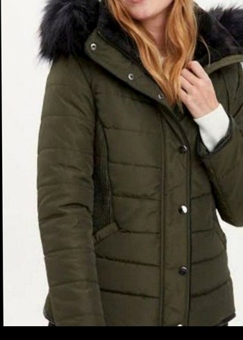 Kadın Haki Peluş Kışlık Mont - Görsel 4