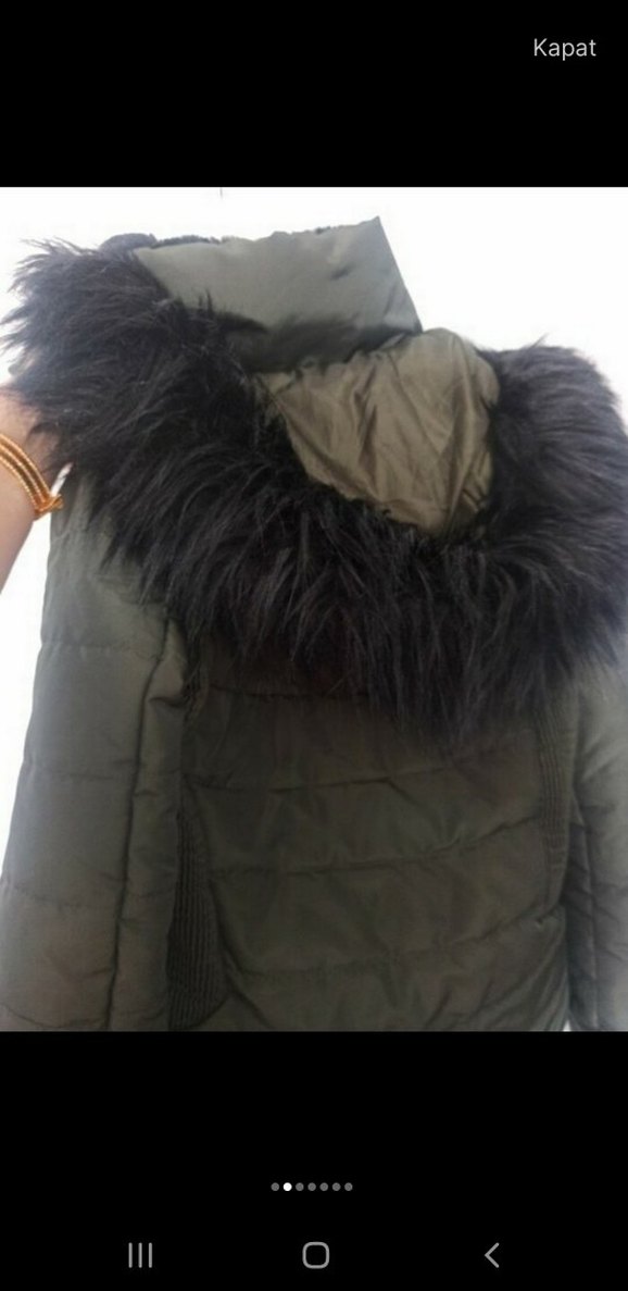 Kadın Haki Peluş Kışlık Mont - Görsel 2