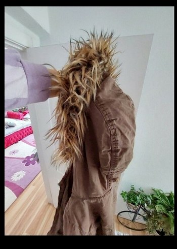 Kürklü Kapüşonlu Kadın Mont - Görsel 3