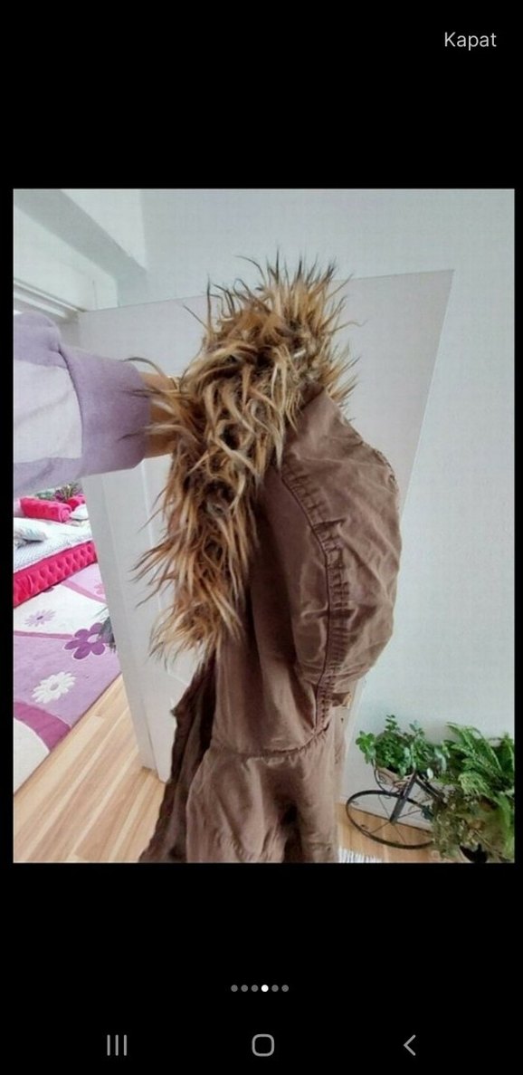 Kürklü Kapüşonlu Kadın Mont - Görsel 3