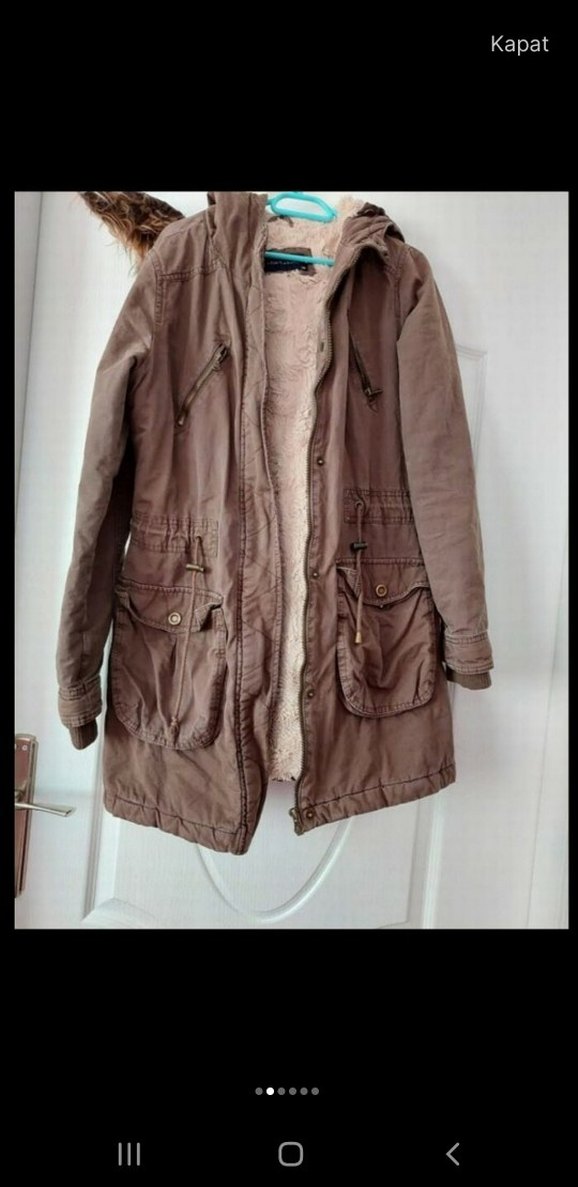 Kürklü Kapüşonlu Kadın Mont - Görsel 4