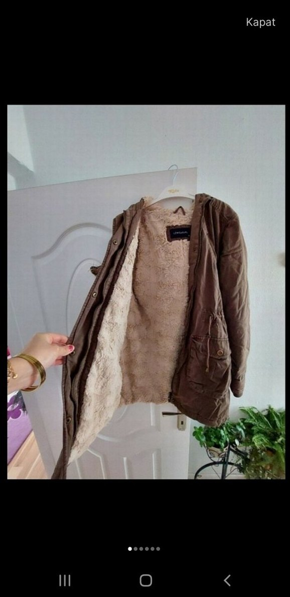 Kürklü Kapüşonlu Kadın Mont - Görsel 5