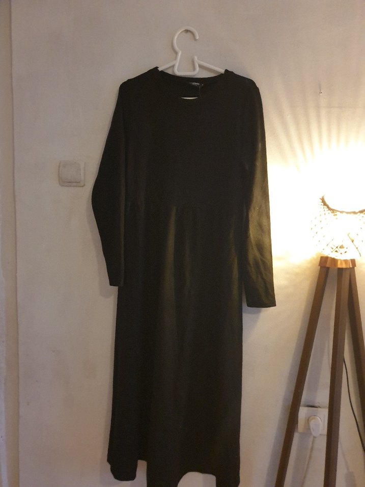 Siyah Uzun Kollu Salaş Kadın Elbise - Görsel 2