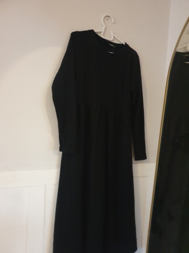 Siyah Uzun Kollu Salaş Kadın Elbise - Görsel 4