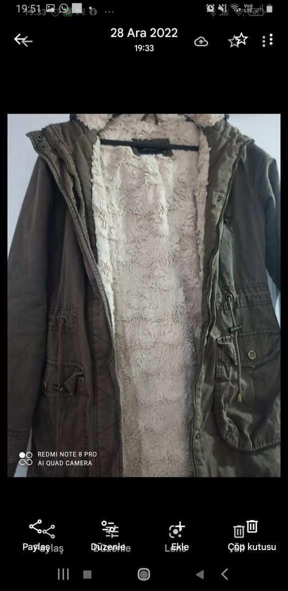 Bej Kadın Uzun Kollu Sıcak Mont - Görsel 2