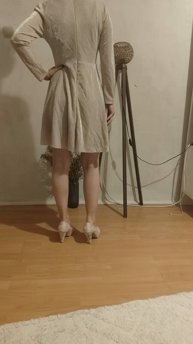 Bej Yılan Desenli Pliseli Stiletto Topuklu Ayakkabı - Görsel 3