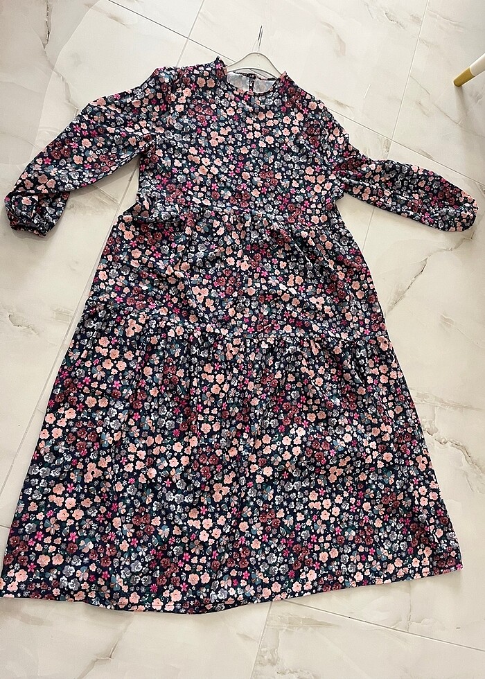 Çiçekli elbise EKİN Elbise 42 lacivert - Görsel 3