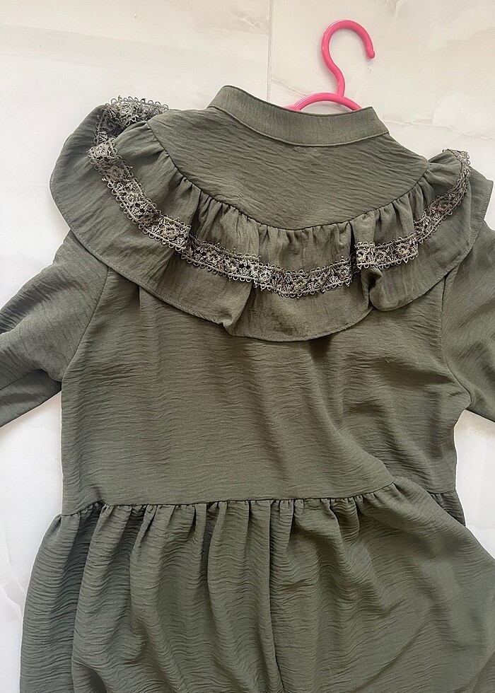 Haki tunik fırfırlı güpürlü 40/42 beden - Görsel 2