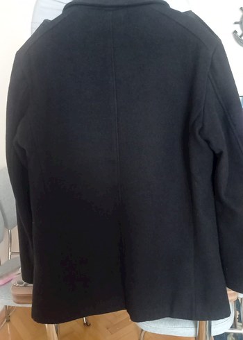 Erkek Siyah Düğmeli Midi kaşe Kaban - Görsel 2