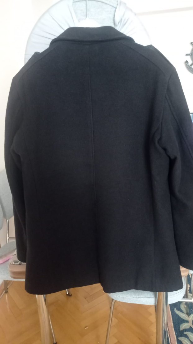 Erkek Siyah Düğmeli Midi kaşe Kaban - Görsel 2