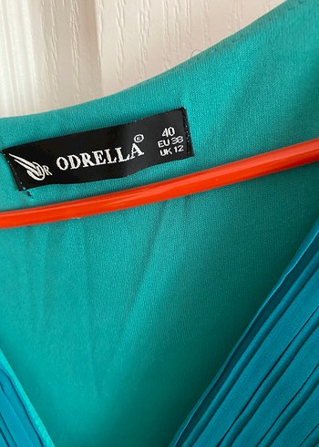 Turkuaz Drapeli Midi Abiye Elbise - Görsel 3