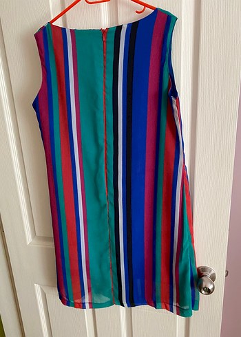 Renkli Çizgili Midi Elbise - Görsel 2