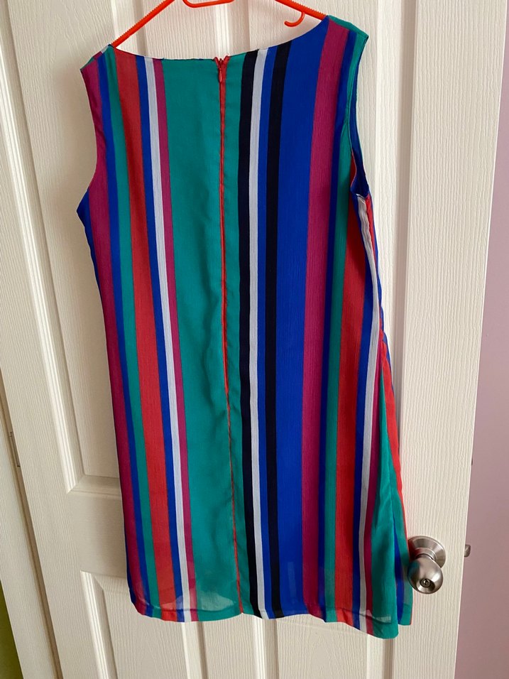 Renkli Çizgili Midi Elbise - Görsel 2