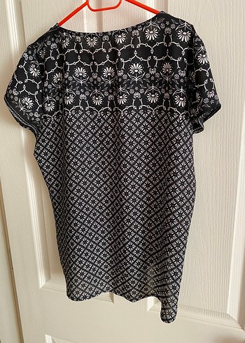 Bohem Siyah Kısa Kollu Bluz - Görsel 2