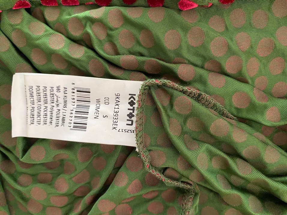 Bordo Puantiyeli Bohem Kısa Kollu Bluz - Görsel 3