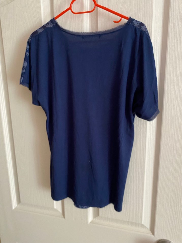 Mavi Bağlama Desenli Salaş Tişört - Görsel 2