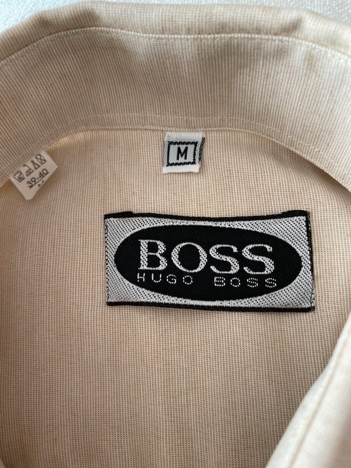 Bej Kısa Kollu BOSS Keten Gömlek - Görsel 2