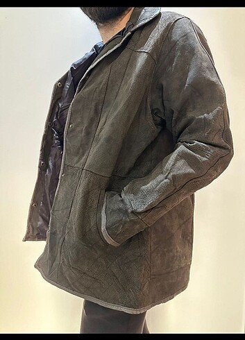 Gerçek Nubuk Deri Ceket Mont - Görsel 3