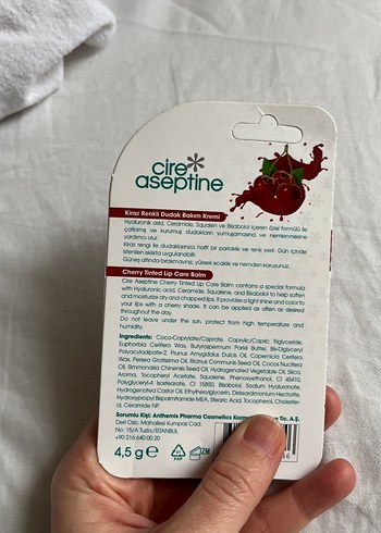 Cire Aseptine Kiraz Parlak Dudak Bakımı - Görsel 2