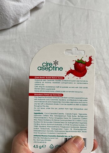 Cire Aseptine Çilekli Nemlendirici Dudak Balmı - Görsel 2