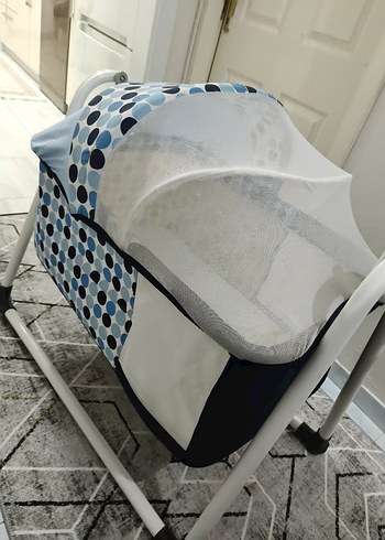 Beden mavi Renk Koyu Mavi Desenli Bebek Beşiği